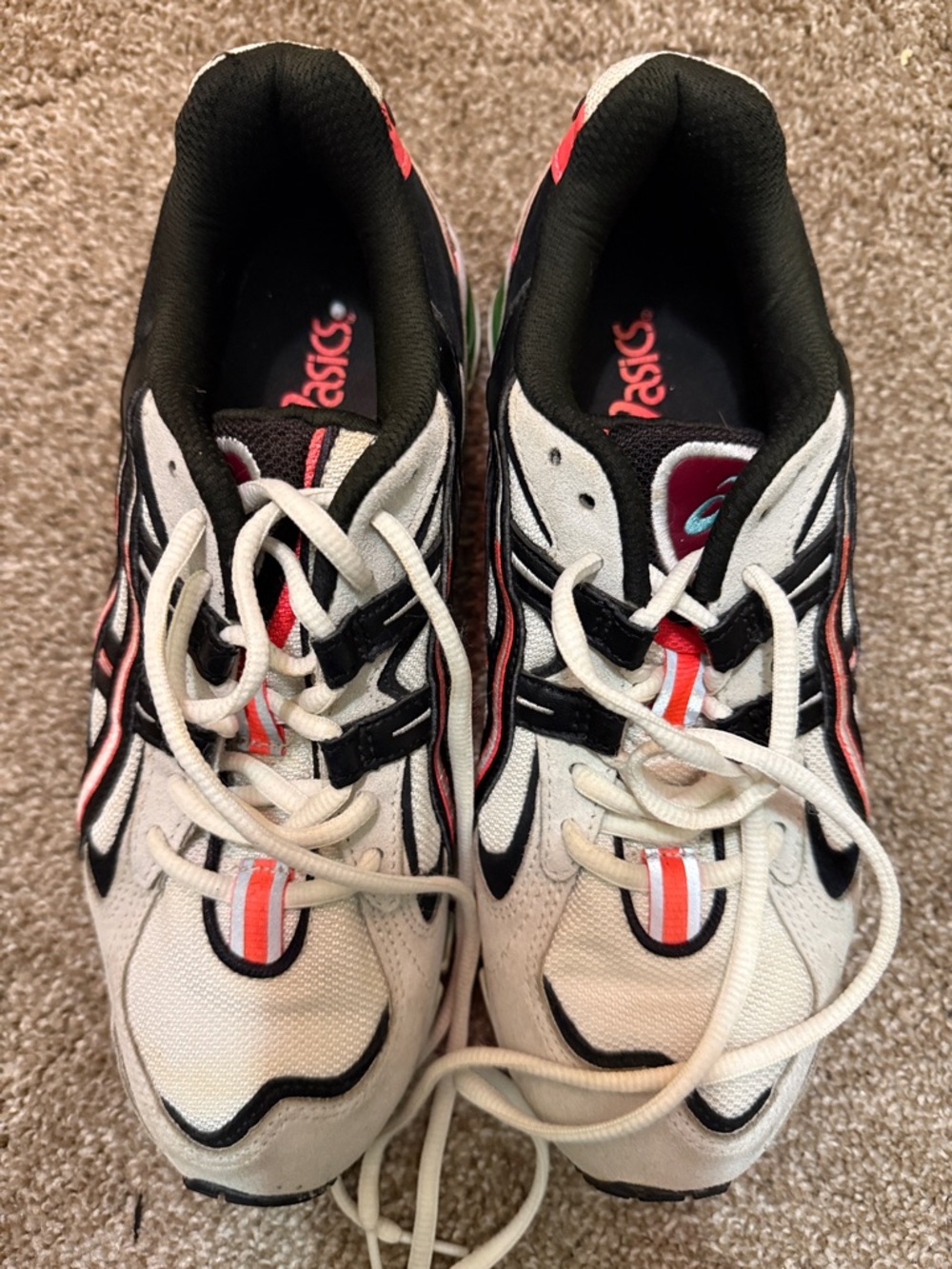 ASICS White Black Coral Lace-Up Running Shoes